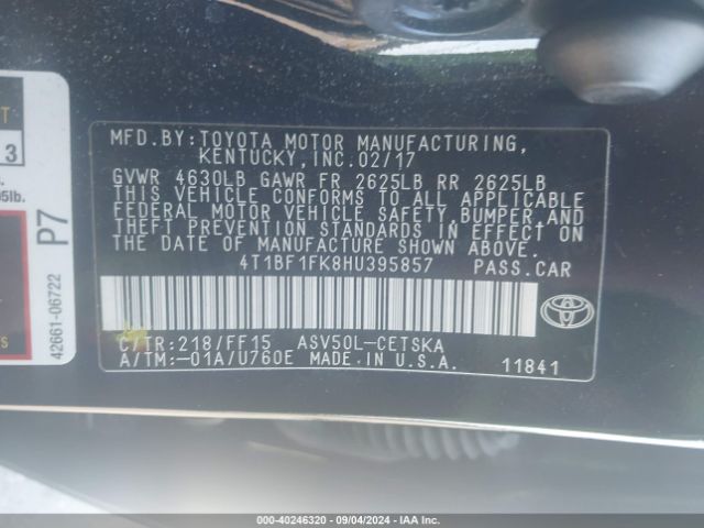 Photo 8 VIN: 4T1BF1FK8HU395857 - TOYOTA CAMRY 