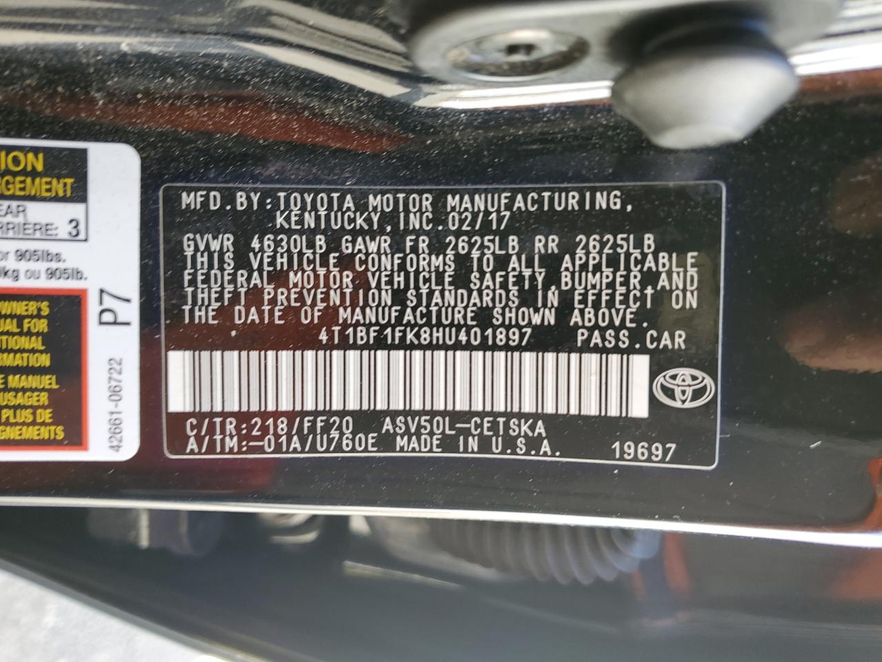 Photo 11 VIN: 4T1BF1FK8HU401897 - TOYOTA CAMRY 