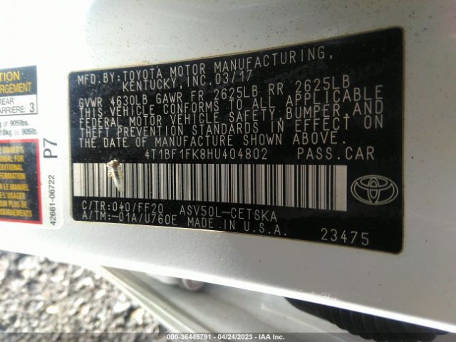 Photo 8 VIN: 4T1BF1FK8HU404802 - TOYOTA CAMRY 