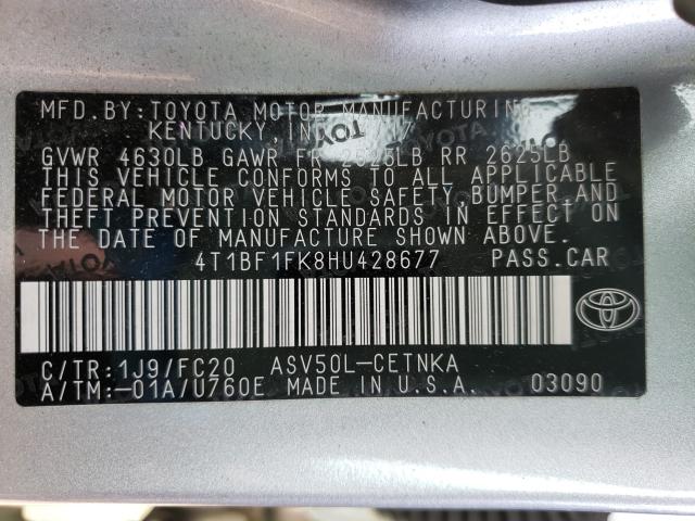 Photo 9 VIN: 4T1BF1FK8HU428677 - TOYOTA CAMRY LE 