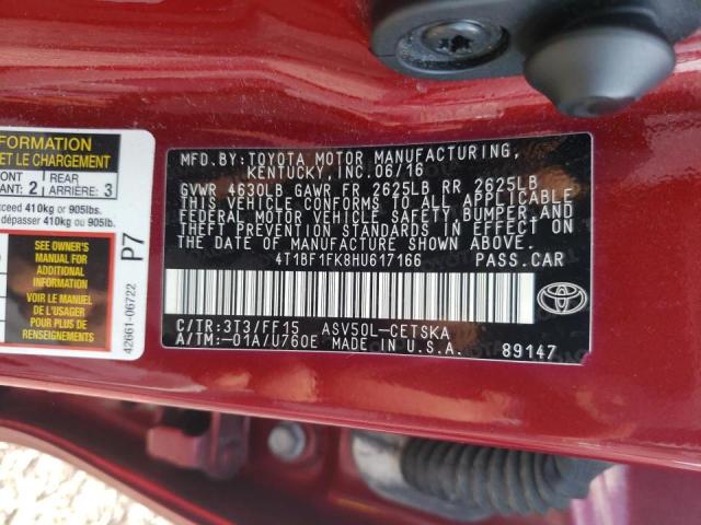 Photo 9 VIN: 4T1BF1FK8HU617166 - TOYOTA CAMRY LE 