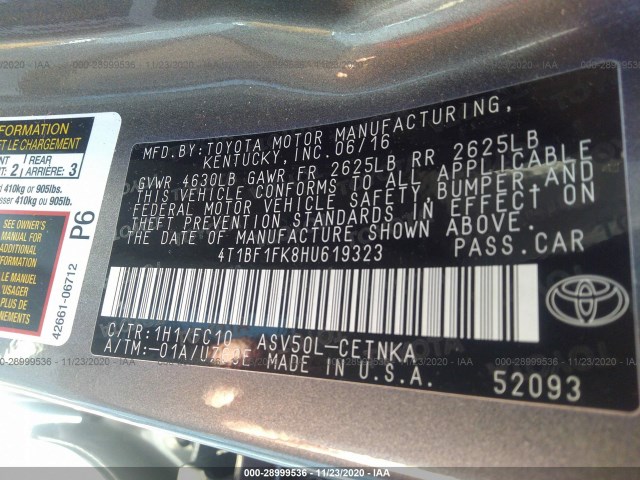 Photo 8 VIN: 4T1BF1FK8HU619323 - TOYOTA CAMRY 