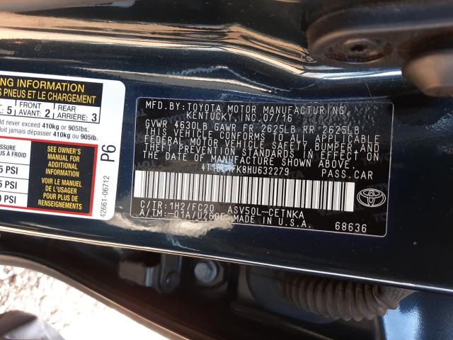 Photo 9 VIN: 4T1BF1FK8HU632279 - TOYOTA CAMRY LE 