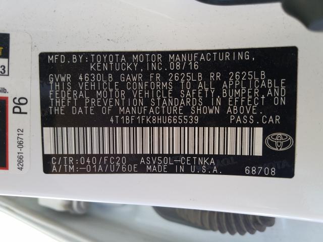 Photo 9 VIN: 4T1BF1FK8HU665539 - TOYOTA CAMRY LE 