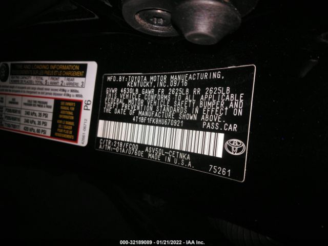 Photo 8 VIN: 4T1BF1FK8HU670921 - TOYOTA CAMRY 