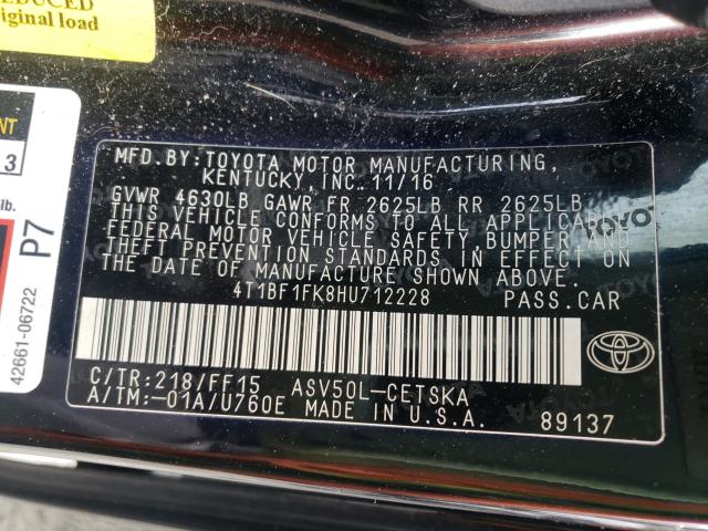 Photo 9 VIN: 4T1BF1FK8HU712228 - TOYOTA CAMRY LE 