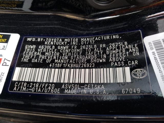 Photo 9 VIN: 4T1BF1FK8HU726923 - TOYOTA CAMRY LE 