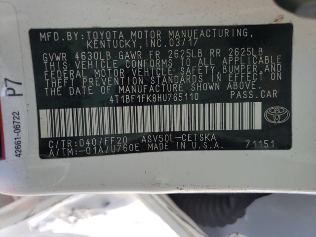 Photo 9 VIN: 4T1BF1FK8HU765110 - TOYOTA CAMRY LE 