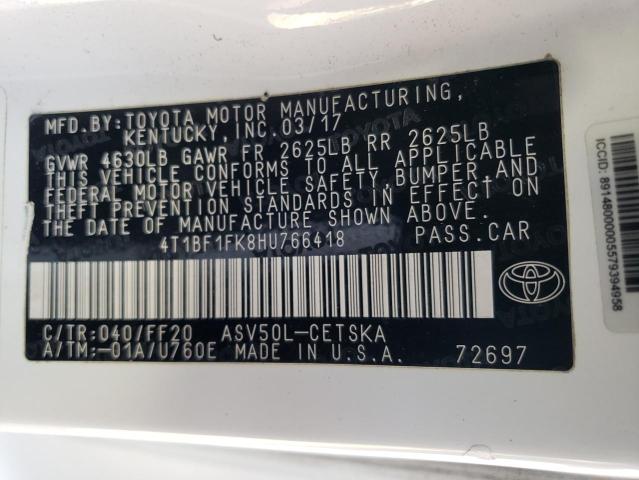 Photo 11 VIN: 4T1BF1FK8HU766418 - TOYOTA CAMRY LE 