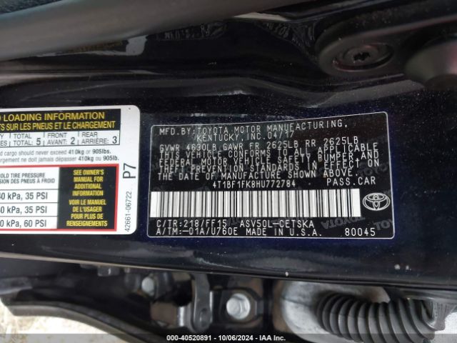 Photo 8 VIN: 4T1BF1FK8HU772784 - TOYOTA CAMRY 