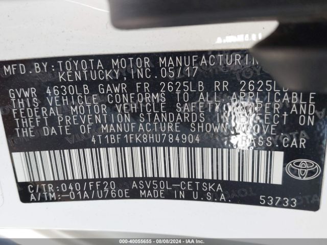 Photo 8 VIN: 4T1BF1FK8HU784904 - TOYOTA CAMRY 