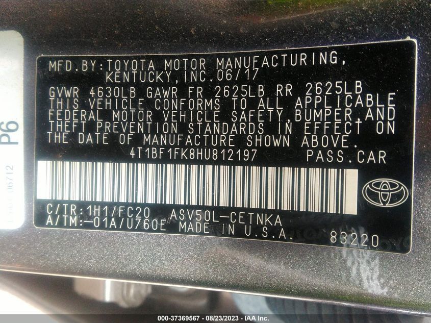 Photo 8 VIN: 4T1BF1FK8HU812197 - TOYOTA CAMRY 