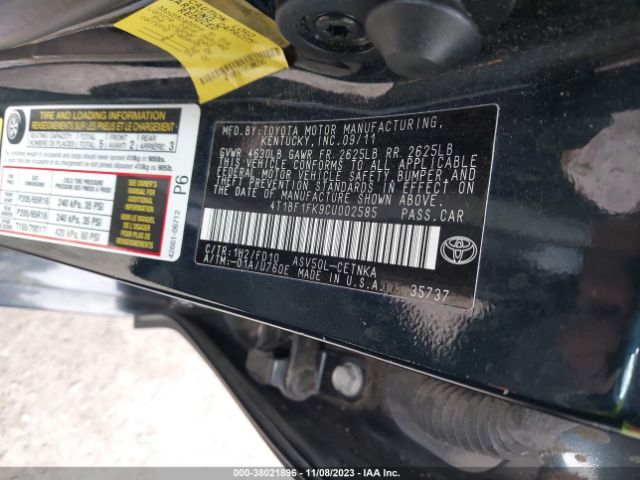 Photo 8 VIN: 4T1BF1FK9CU002585 - TOYOTA CAMRY 