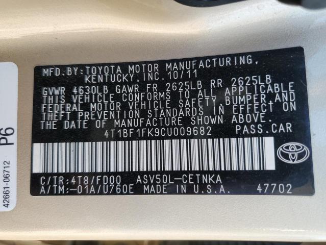 Photo 12 VIN: 4T1BF1FK9CU009682 - TOYOTA CAMRY BASE 