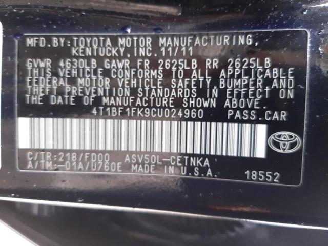 Photo 11 VIN: 4T1BF1FK9CU024960 - TOYOTA CAMRY BASE 