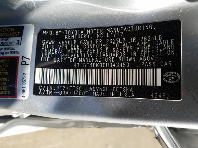 Photo 9 VIN: 4T1BF1FK9CU043153 - TOYOTA CAMRY BASE 