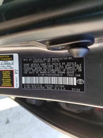 Photo 9 VIN: 4T1BF1FK9CU050619 - TOYOTA CAMRY BASE 