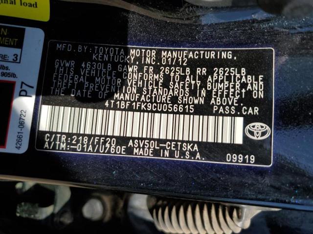 Photo 9 VIN: 4T1BF1FK9CU056615 - TOYOTA CAMRY BASE 