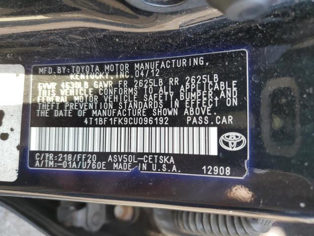 Photo 11 VIN: 4T1BF1FK9CU096192 - TOYOTA CAMRY BASE 