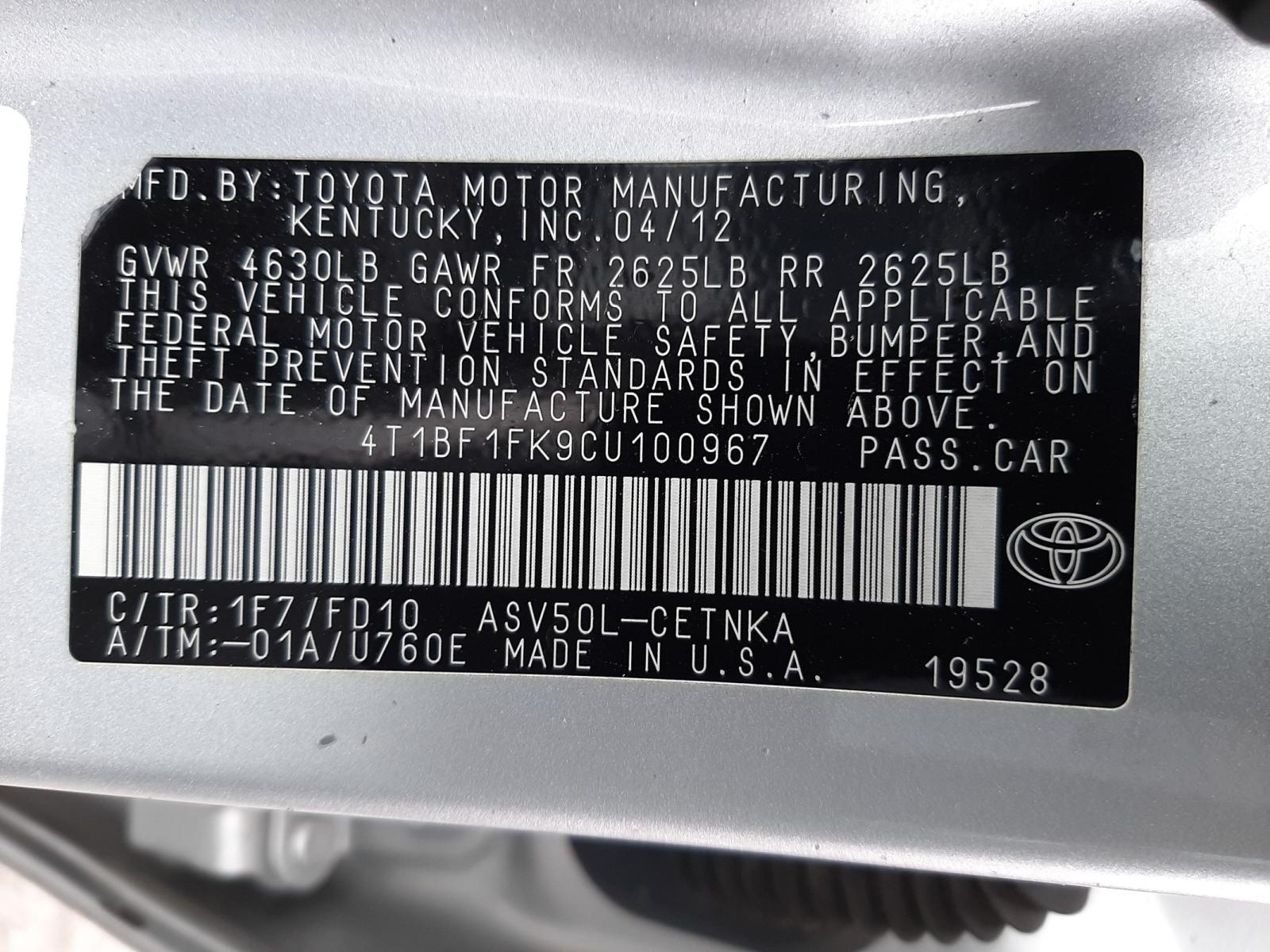 Photo 9 VIN: 4T1BF1FK9CU100967 - TOYOTA CAMRY BASE 