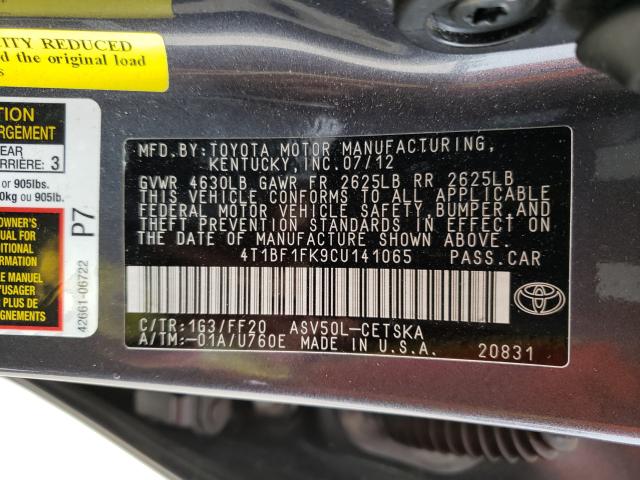 Photo 9 VIN: 4T1BF1FK9CU141065 - TOYOTA CAMRY BASE 