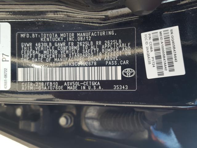 Photo 9 VIN: 4T1BF1FK9CU152678 - TOYOTA CAMRY BASE 