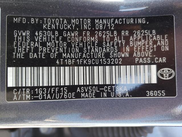 Photo 11 VIN: 4T1BF1FK9CU153202 - TOYOTA CAMRY 