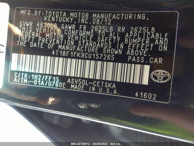 Photo 8 VIN: 4T1BF1FK9CU157265 - TOYOTA CAMRY 