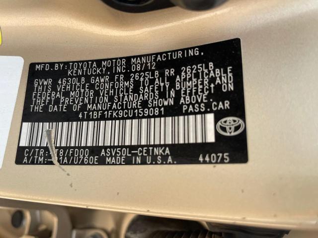 Photo 9 VIN: 4T1BF1FK9CU159081 - TOYOTA CAMRY BASE 