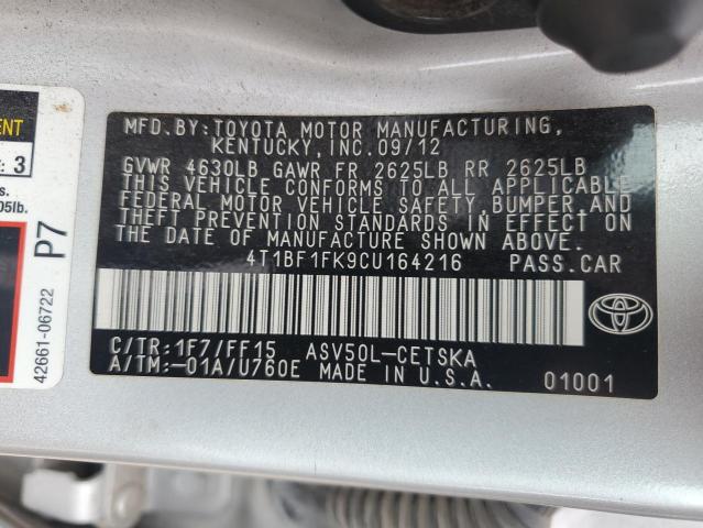 Photo 11 VIN: 4T1BF1FK9CU164216 - TOYOTA CAMRY BASE 