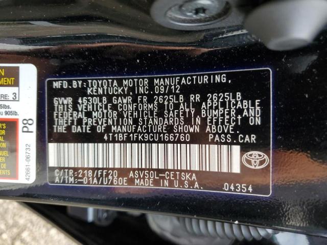 Photo 11 VIN: 4T1BF1FK9CU166760 - TOYOTA CAMRY 