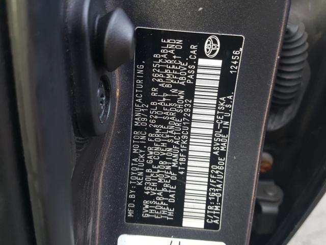 Photo 9 VIN: 4T1BF1FK9CU172932 - TOYOTA CAMRY BASE 