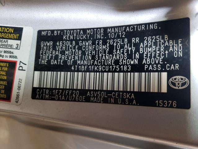 Photo 11 VIN: 4T1BF1FK9CU175183 - TOYOTA CAMRY BASE 