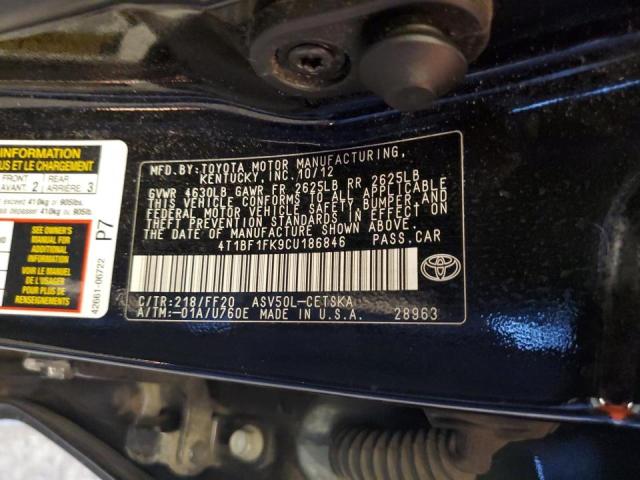 Photo 11 VIN: 4T1BF1FK9CU186846 - TOYOTA CAMRY BASE 