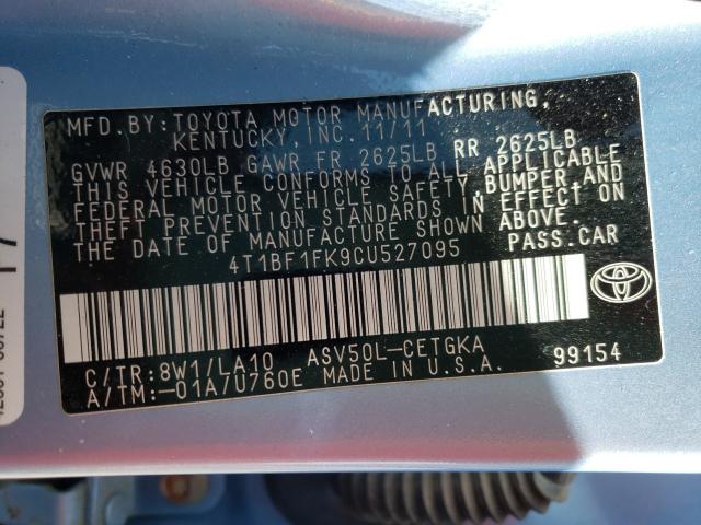 Photo 9 VIN: 4T1BF1FK9CU527095 - TOYOTA CAMRY BASE 