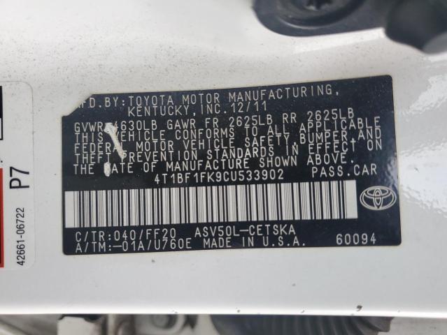 Photo 12 VIN: 4T1BF1FK9CU533902 - TOYOTA CAMRY BASE 