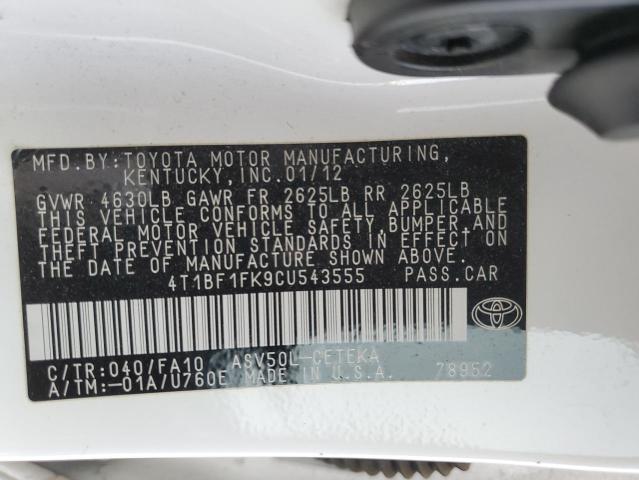 Photo 11 VIN: 4T1BF1FK9CU543555 - TOYOTA CAMRY 