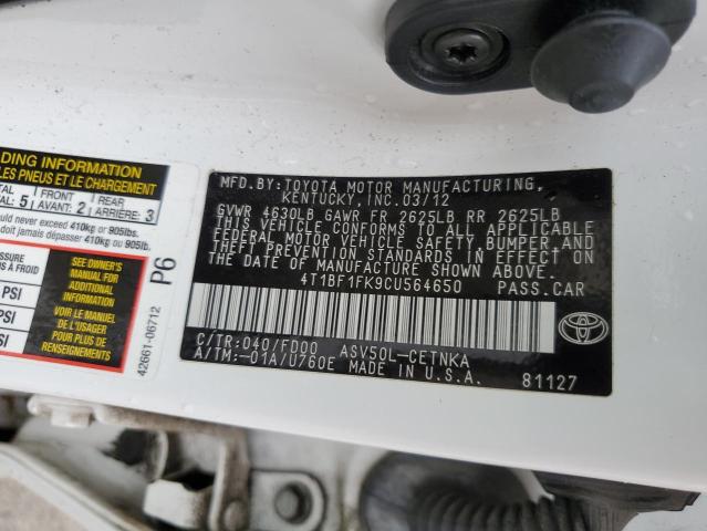 Photo 11 VIN: 4T1BF1FK9CU564650 - TOYOTA CAMRY 