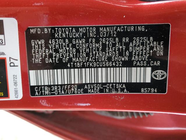 Photo 12 VIN: 4T1BF1FK9CU566432 - TOYOTA CAMRY 