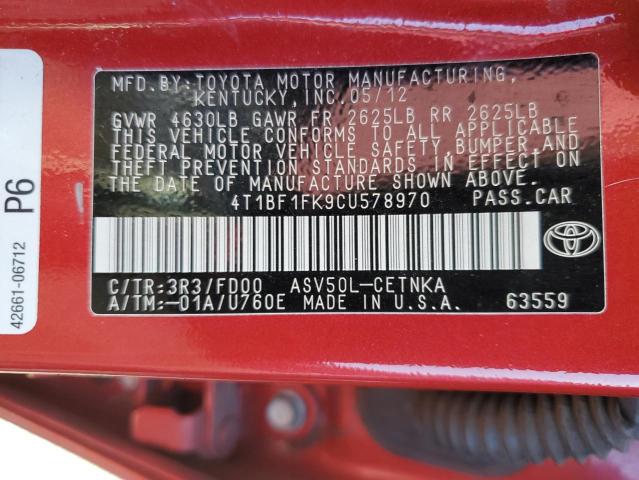 Photo 12 VIN: 4T1BF1FK9CU578970 - TOYOTA CAMRY 