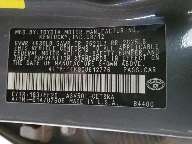 Photo 11 VIN: 4T1BF1FK9CU612776 - TOYOTA CAMRY BASE 