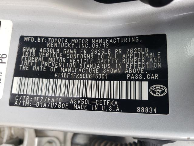 Photo 9 VIN: 4T1BF1FK9CU615001 - TOYOTA CAMRY BASE 