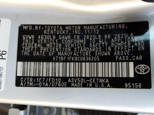 Photo 9 VIN: 4T1BF1FK9CU636205 - TOYOTA CAMRY BASE 