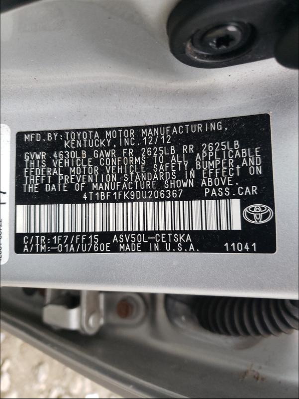 Photo 9 VIN: 4T1BF1FK9DU206367 - TOYOTA CAMRY L 