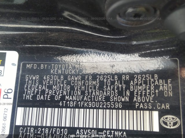 Photo 8 VIN: 4T1BF1FK9DU225596 - TOYOTA CAMRY 