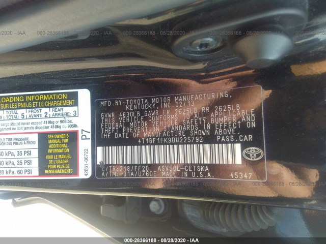 Photo 8 VIN: 4T1BF1FK9DU225792 - TOYOTA CAMRY 