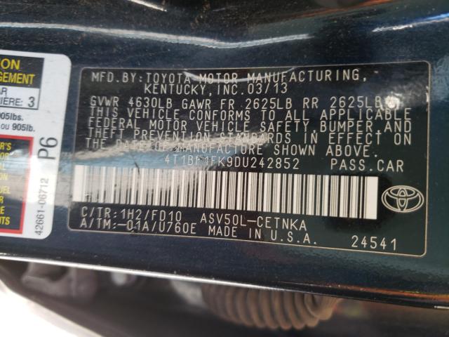 Photo 9 VIN: 4T1BF1FK9DU242852 - TOYOTA CAMRY L 