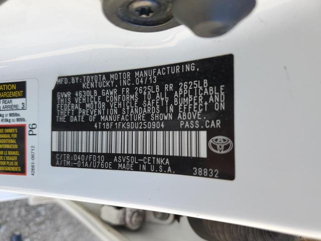 Photo 11 VIN: 4T1BF1FK9DU250904 - TOYOTA CAMRY L 