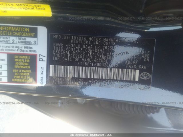 Photo 8 VIN: 4T1BF1FK9DU284082 - TOYOTA CAMRY 