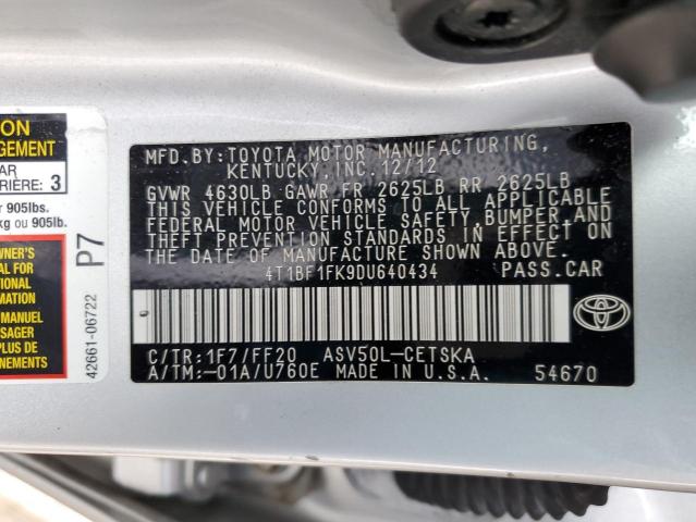 Photo 9 VIN: 4T1BF1FK9DU640434 - TOYOTA CAMRY L 